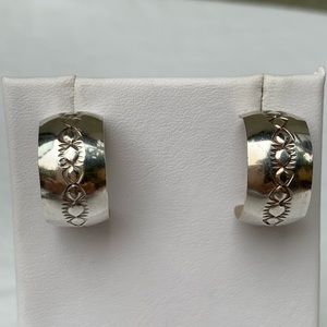 Vintage Native Sterling Hand Stamped Hoop Earrings